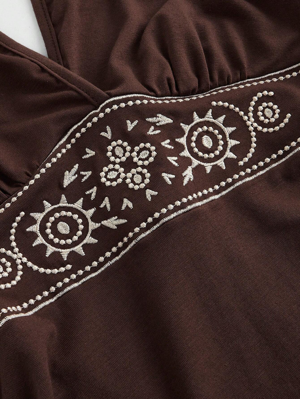 İşleme Detaylı Mini Elbise