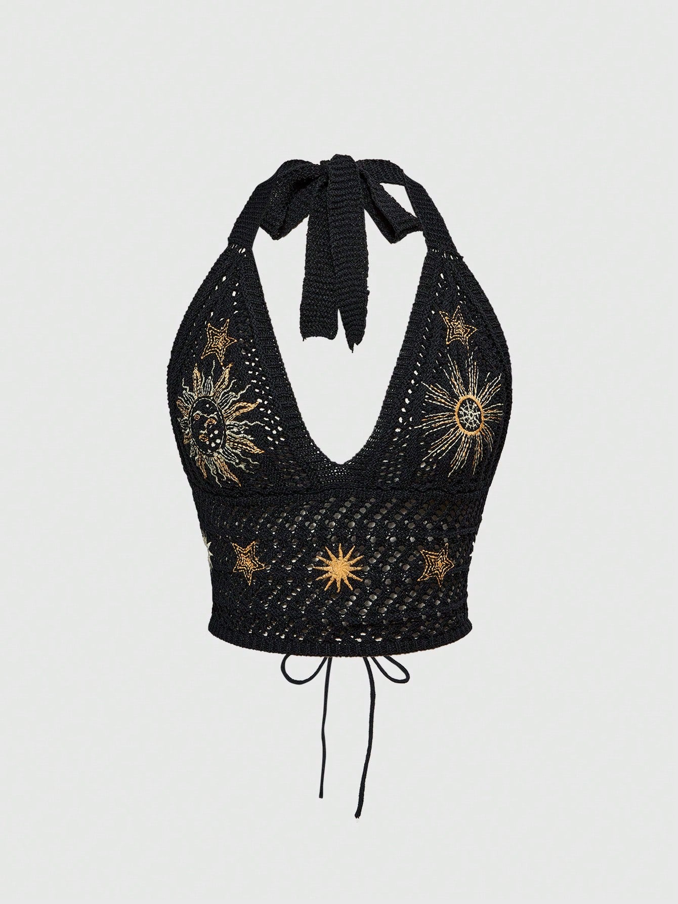 Halter Yaka Örme Crop