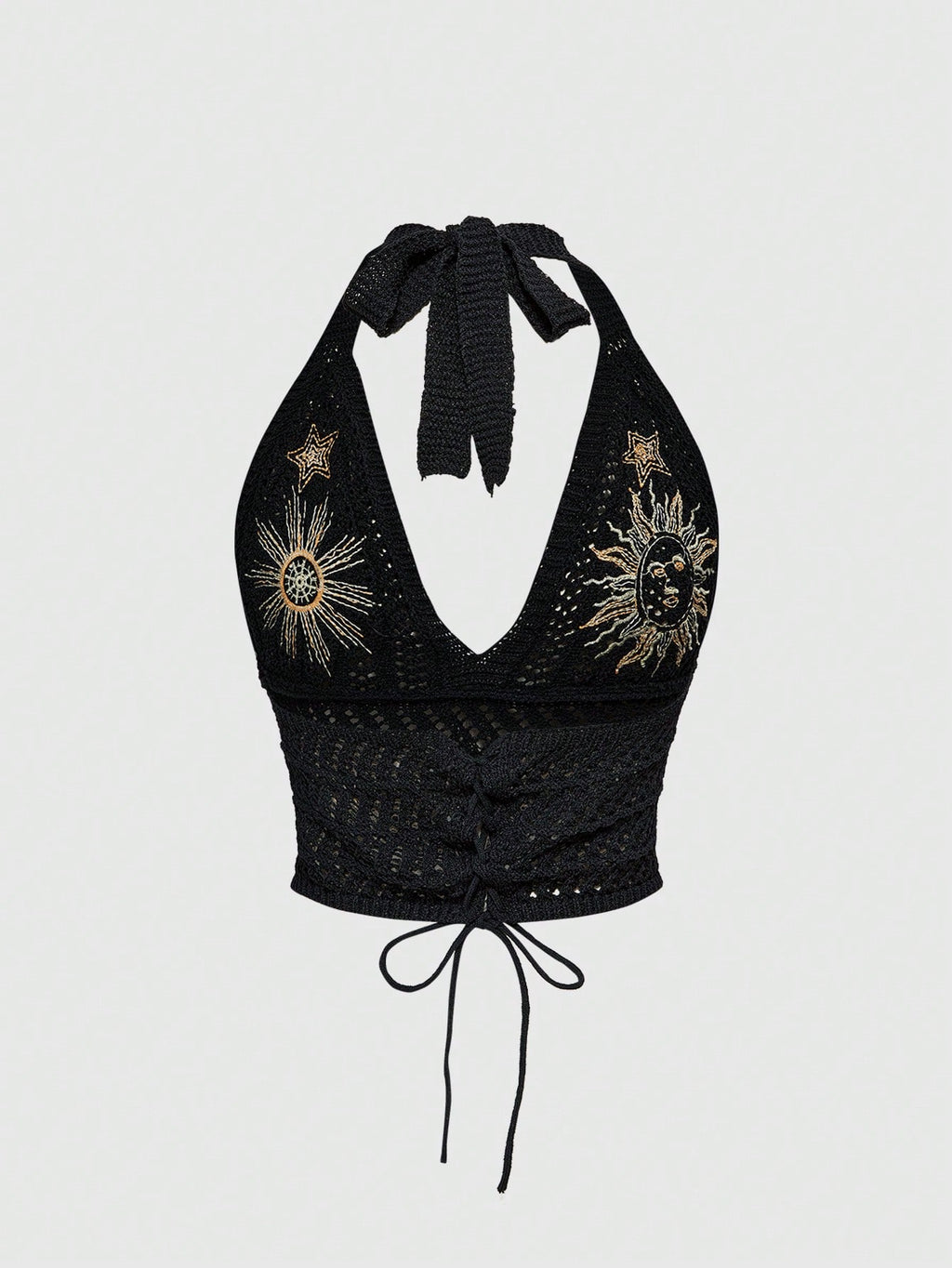 Halter Yaka Örme Crop