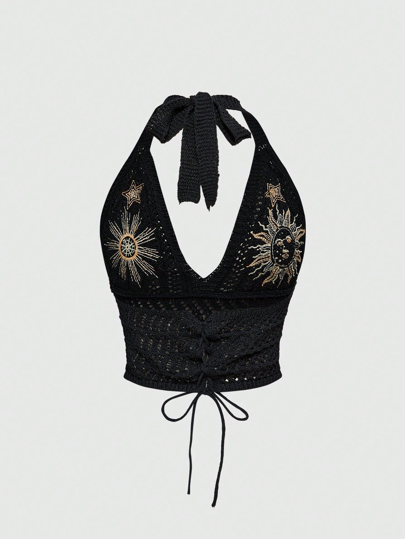 Halter Yaka Örme Crop