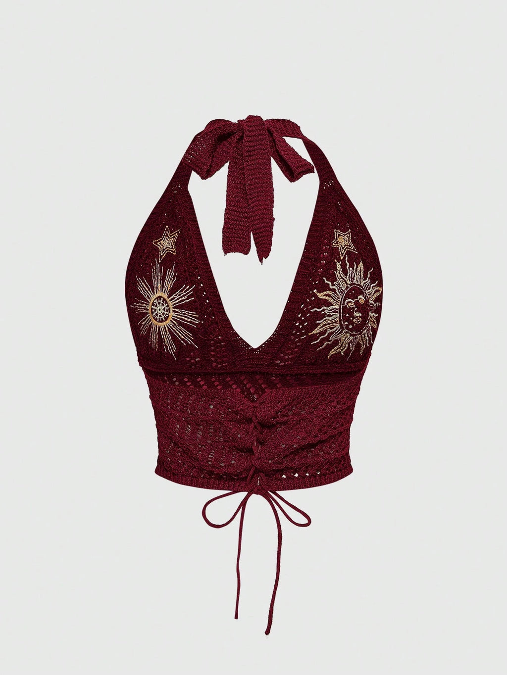 Halter Yaka Örme Crop