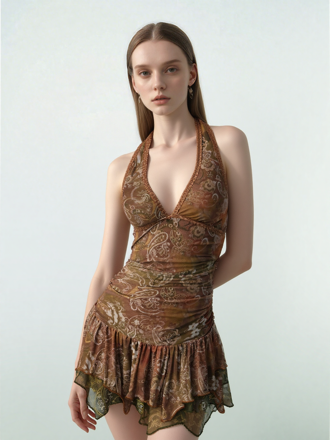 Asimetrik Kesim Mini Elbise