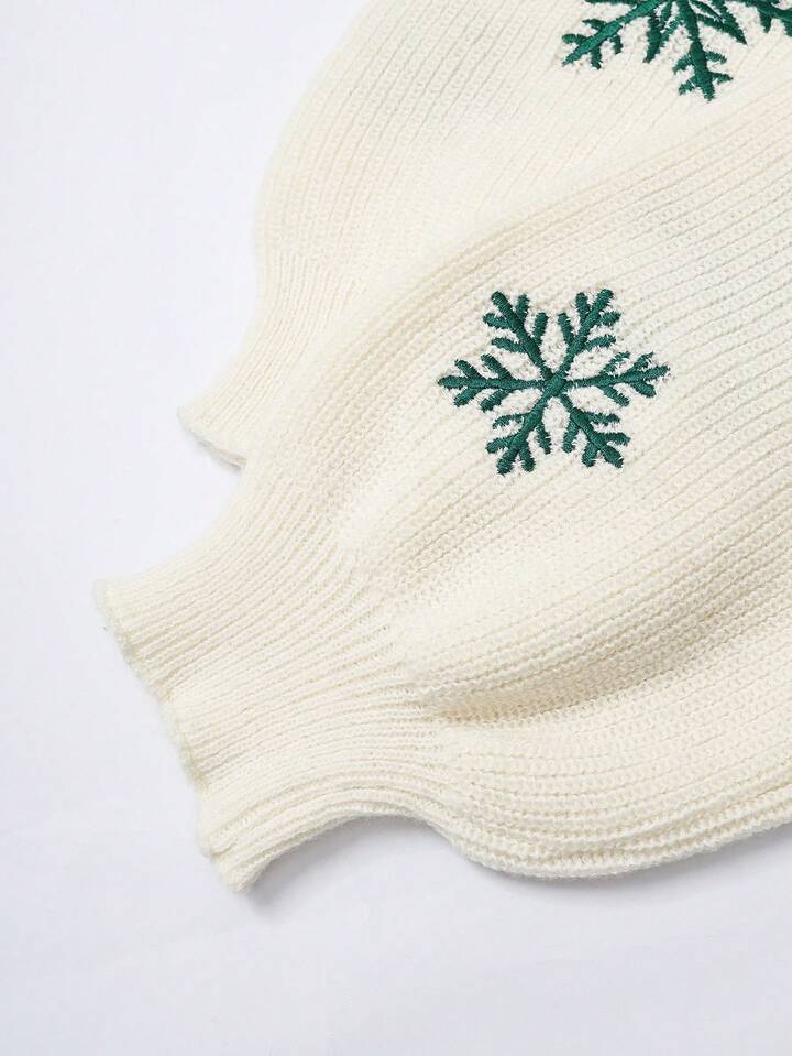 Yılbaşı Desenli Boğazlı Crop Triko Kazak