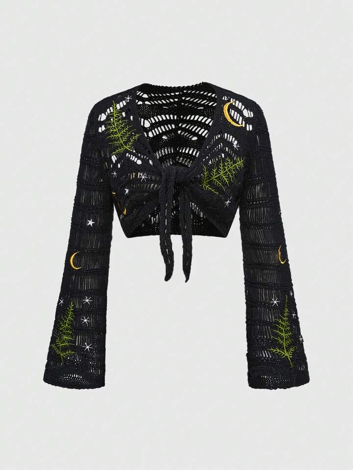 Yıldız İşlemeli Örme Bluz