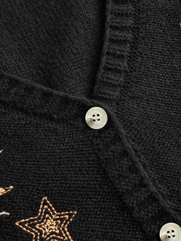 Güneş & Yıldız Nakışlı Crop Hırka