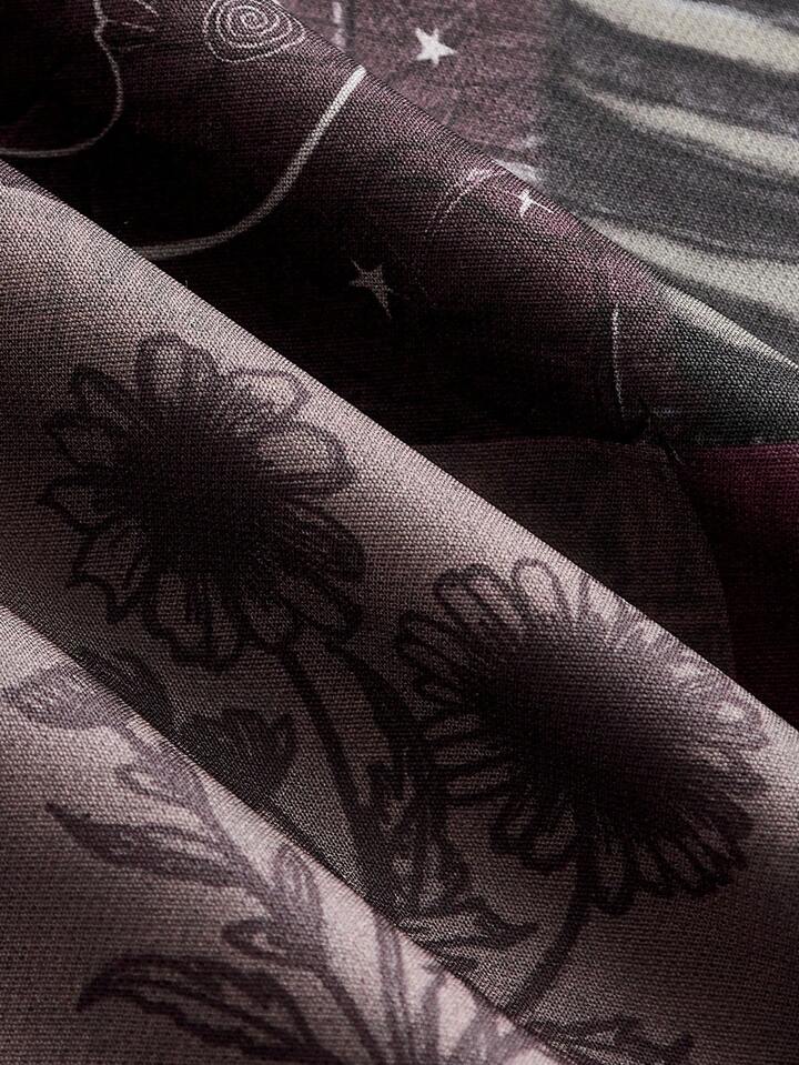 Patchwork Desenli Geniş Paça Pantolon