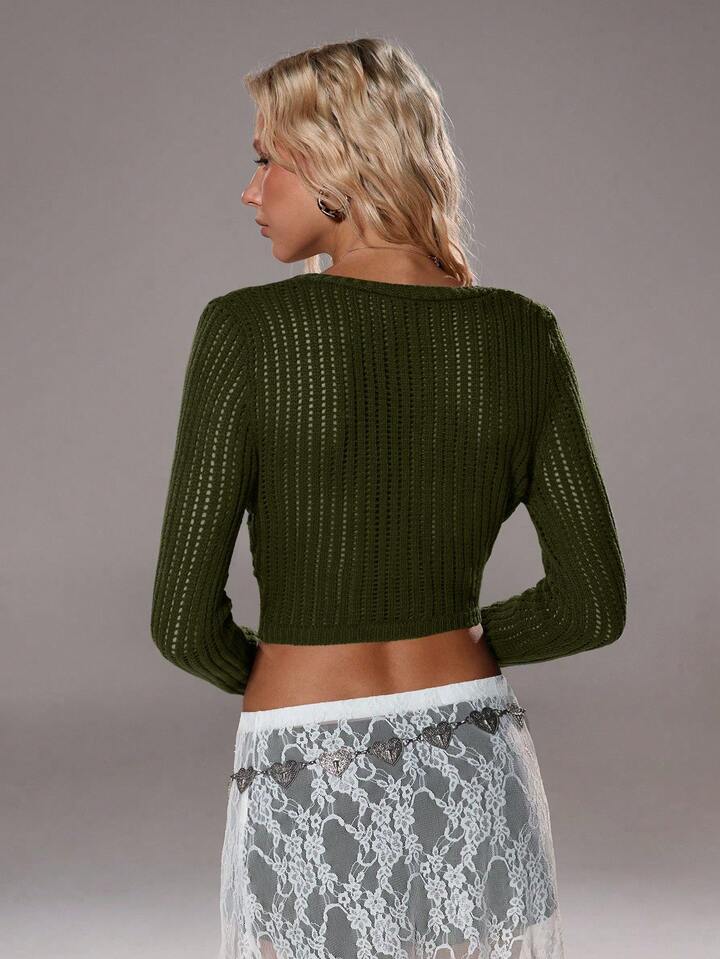 Yıldız İşlemeli Triko Crop