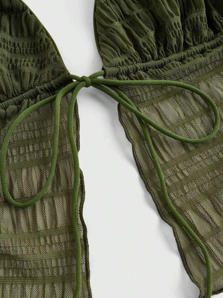 Bağlamalı Şifon Detaylı Halter Üst